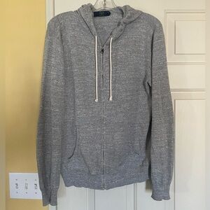 J. Crew Ringspun Jersey Gray Zip Up Hoodie Sweatshirt Women's Small 100% Cotton